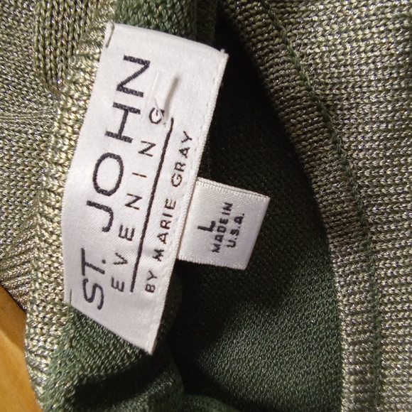 St. John Evening Sage Green Mettalic Sleeveless Top Size L - Picture 6 of 8